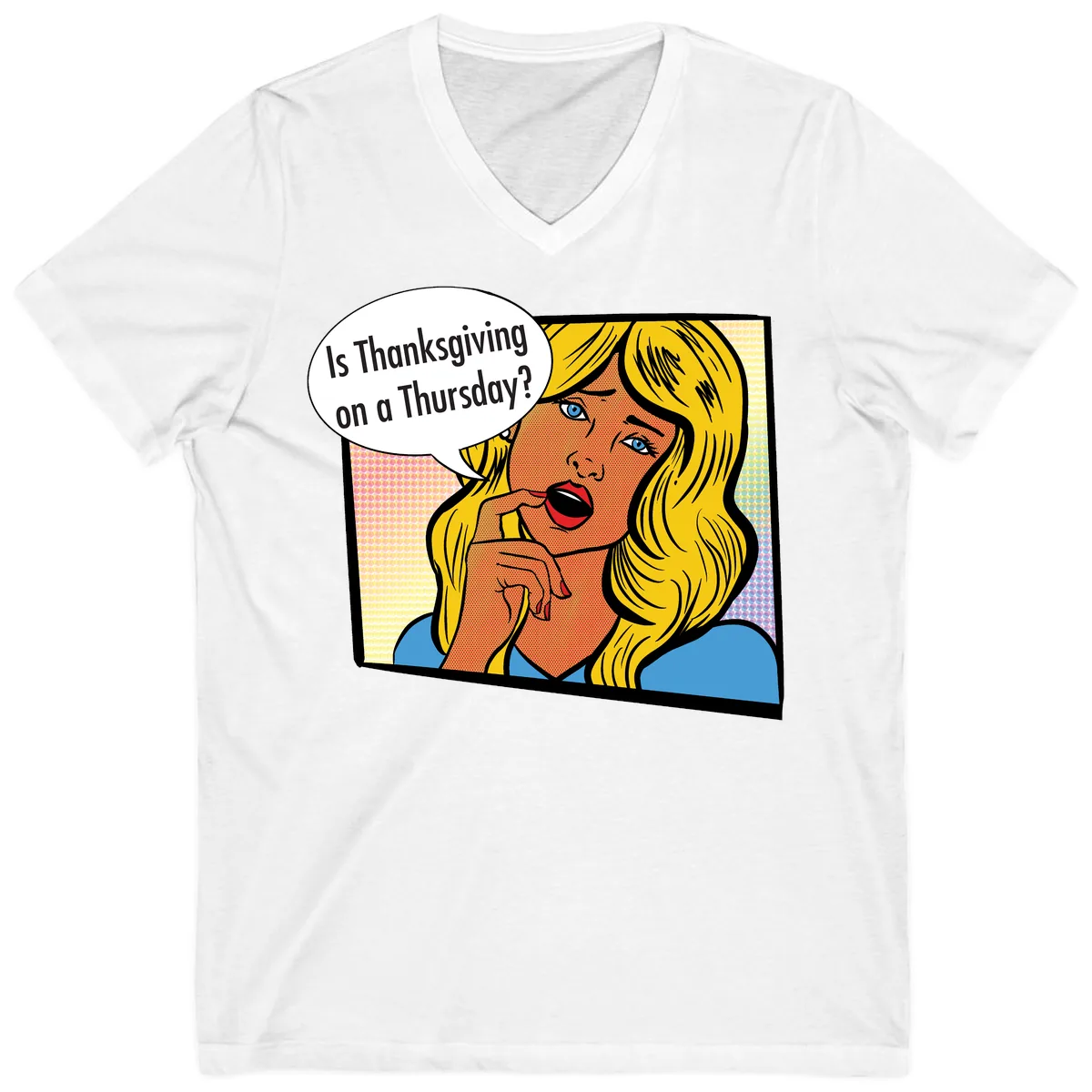 Thanksgiving Day Question V-Neck in White