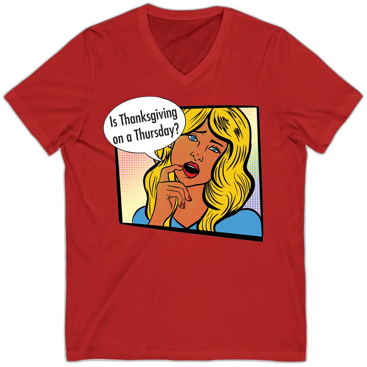 Thanksgiving Day Question V-Neck in Red