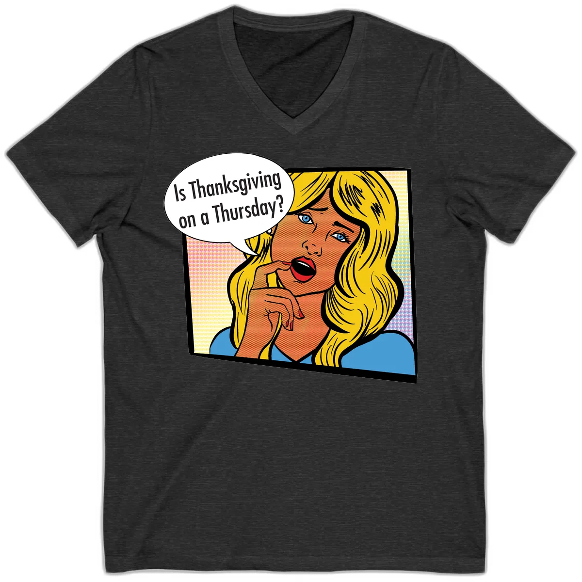Thanksgiving Day Question V-Neck in Dark Grey Heather