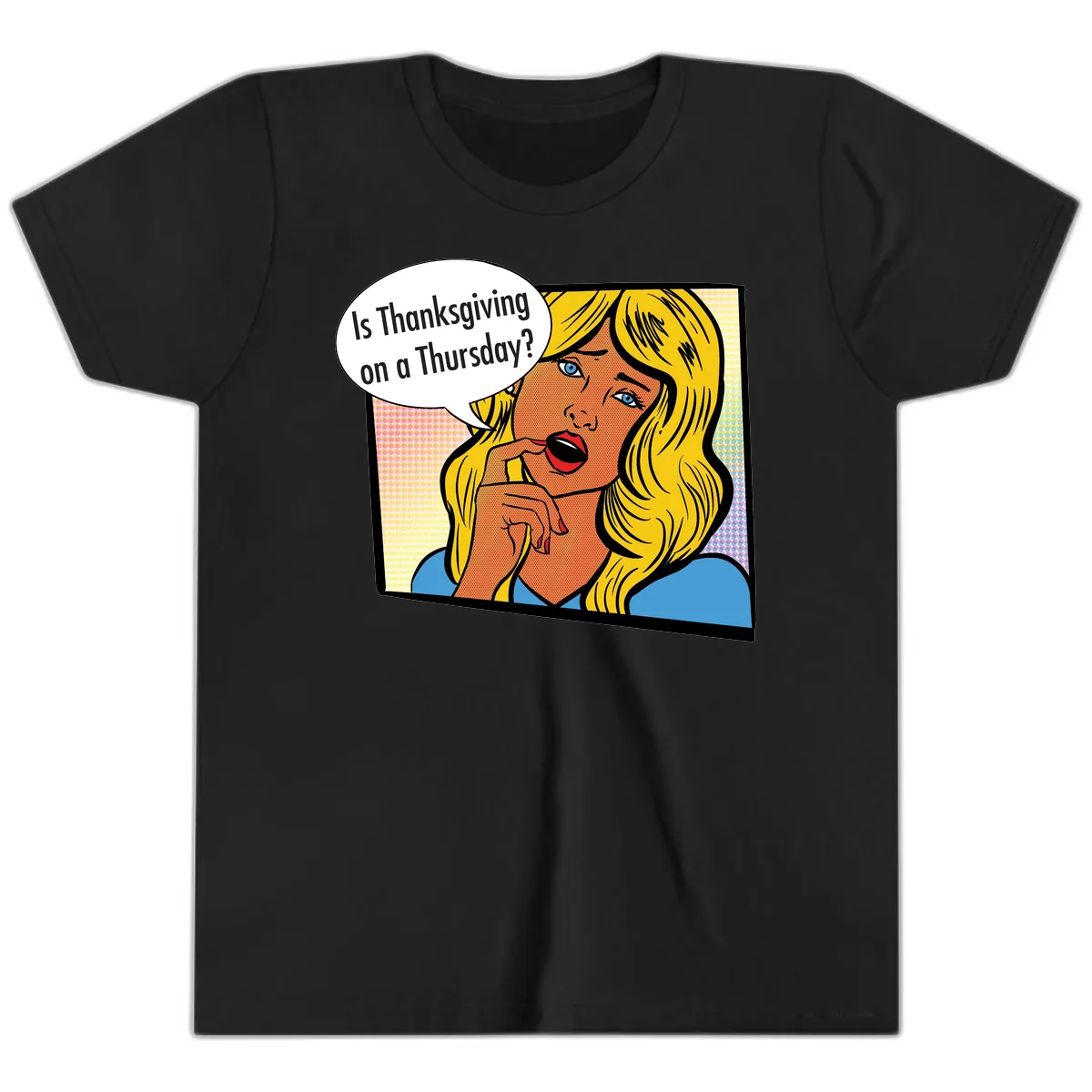 Thanksgiving Day Question Youth T-Shirt in Black