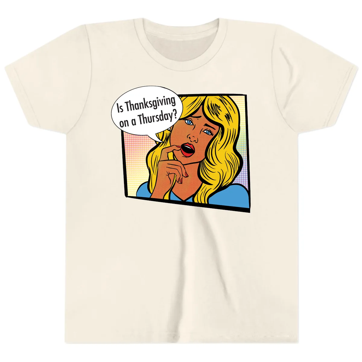 Thanksgiving Day Question Youth T-Shirt in Natural