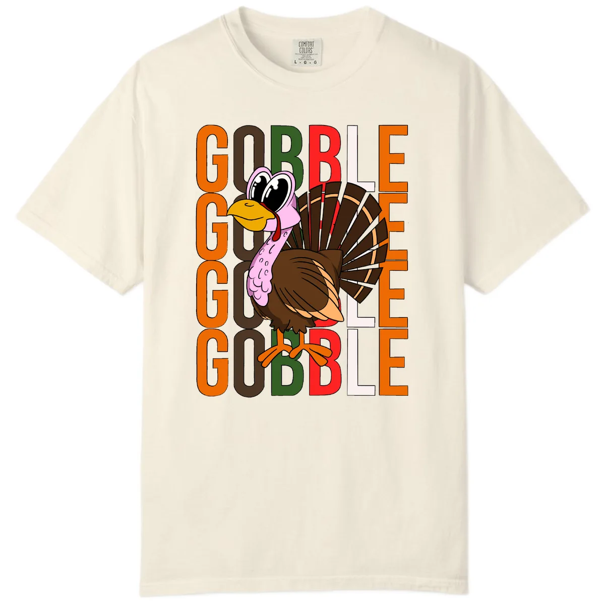 Gobble Turkey Thanksgiving Design Comfort Color in Ivory