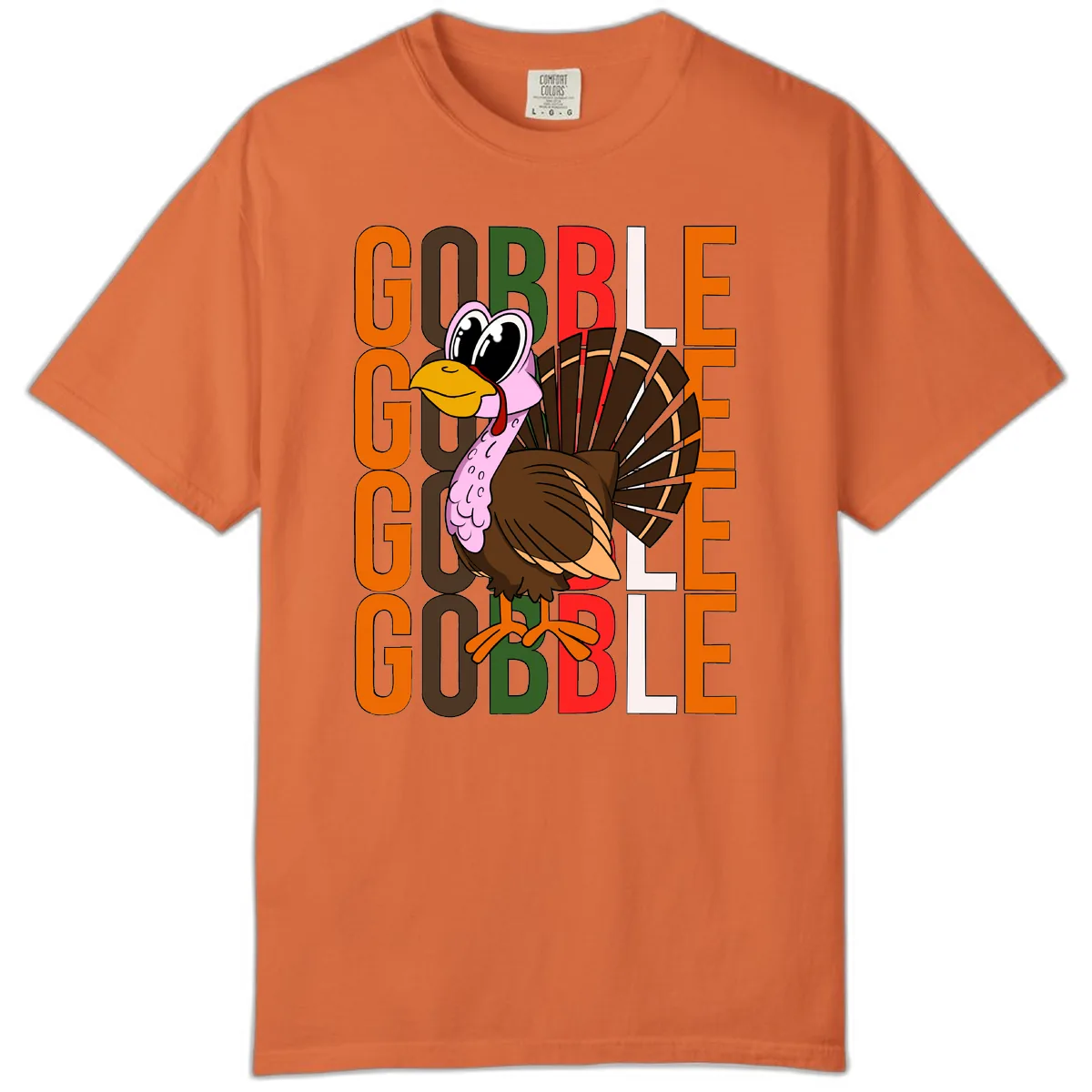 Gobble Turkey Thanksgiving Design Comfort Color in Burnt Orange