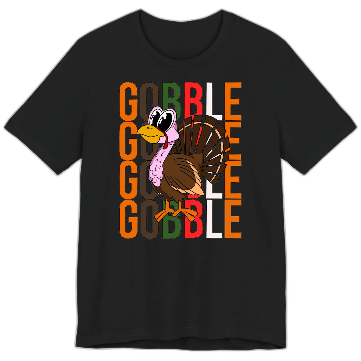 Gobble Turkey Thanksgiving Design Premium T-Shirt in Black