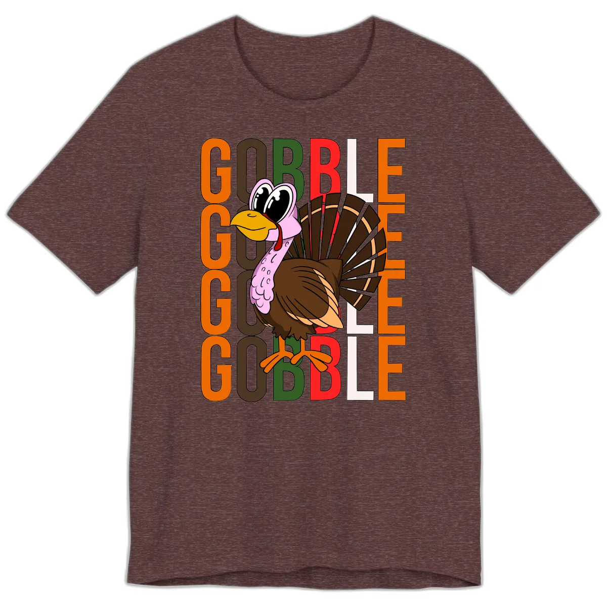 Gobble Turkey Thanksgiving Design Premium T-Shirt in Heather Maroon