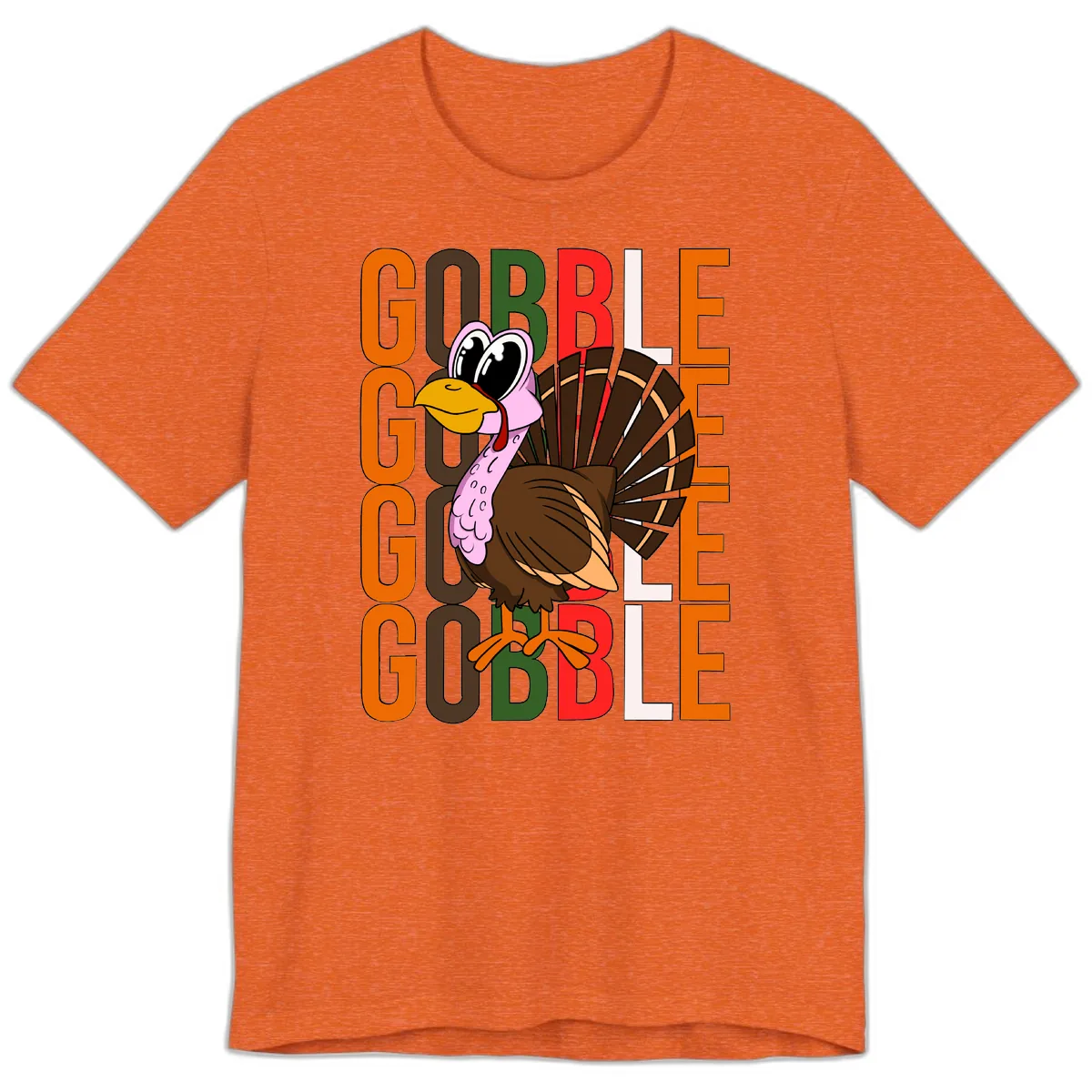 Gobble Turkey Thanksgiving Design Premium T-Shirt in Heather Orange