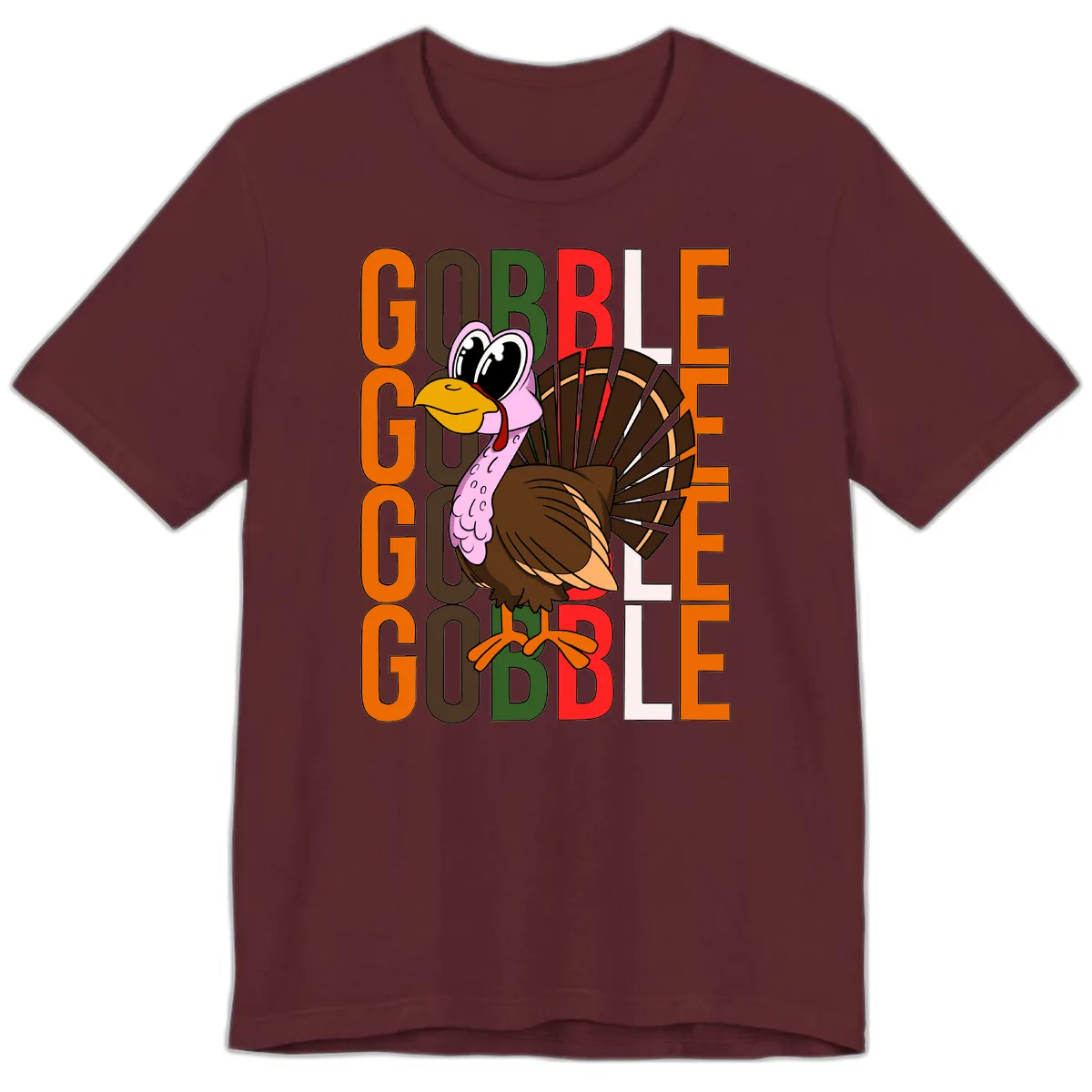 Gobble Turkey Thanksgiving Design Premium T-Shirt in Maroon