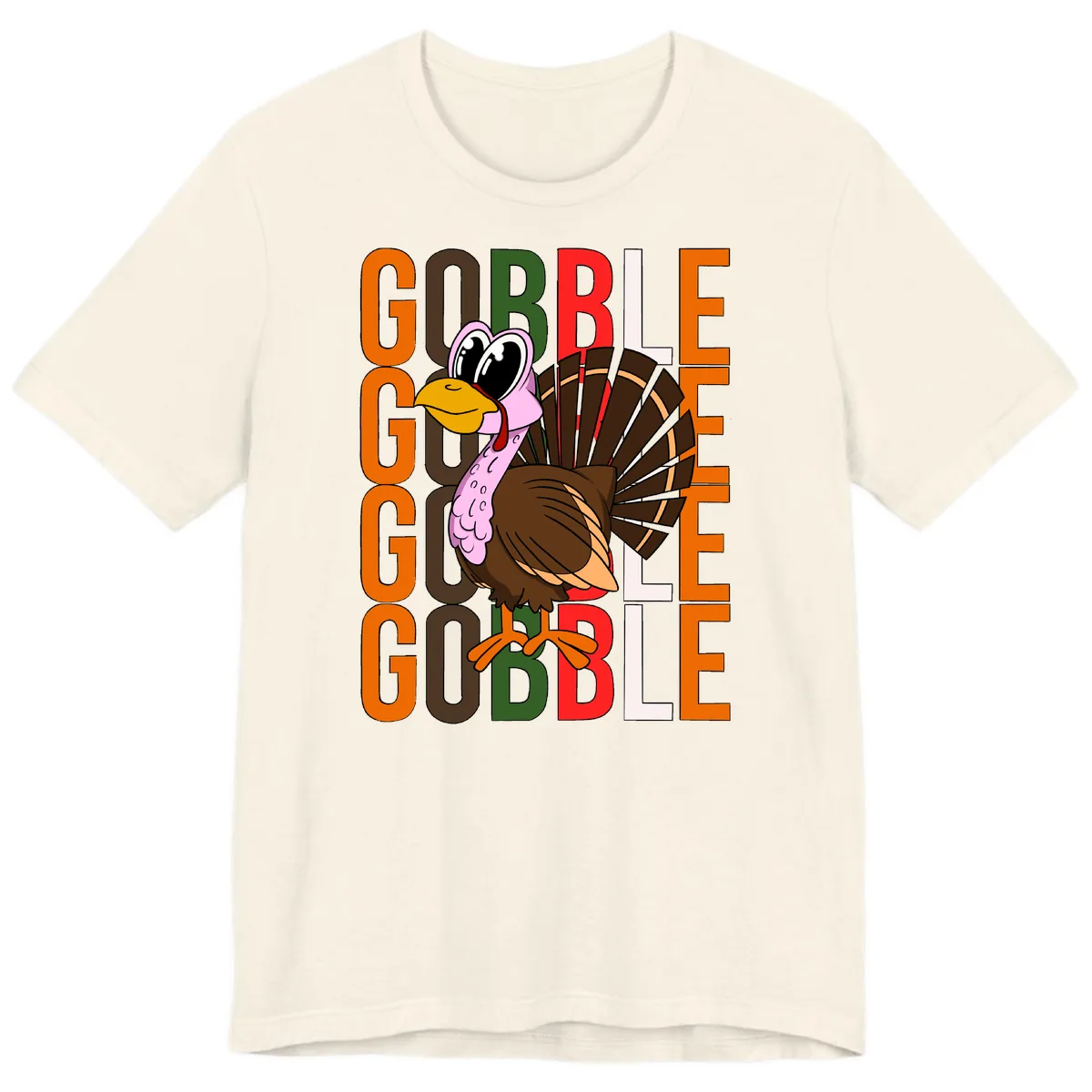 Gobble Turkey Thanksgiving Design Premium T-Shirt in Natural