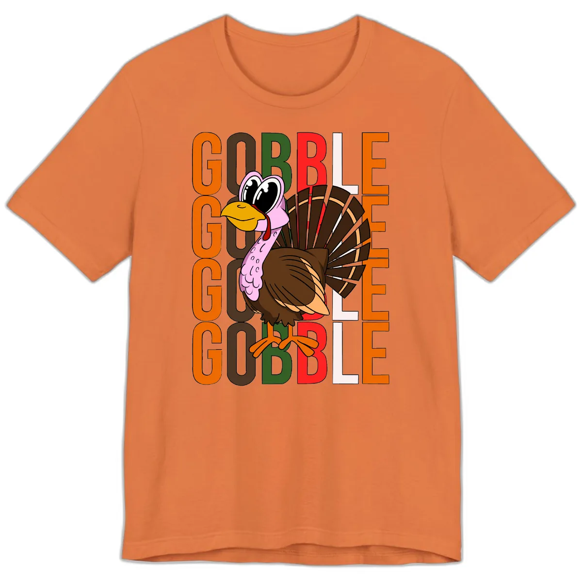 Gobble Turkey Thanksgiving Design Premium T-Shirt in Burnt Orange