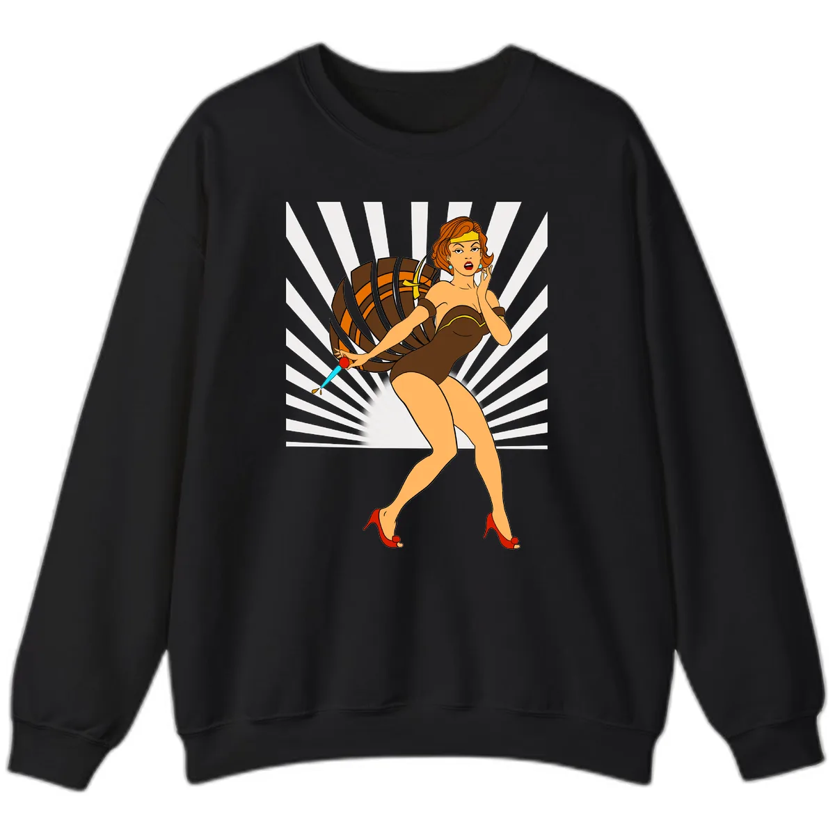 Pin-Up Girl With Barrel And Dagger Sweatshirt in Black