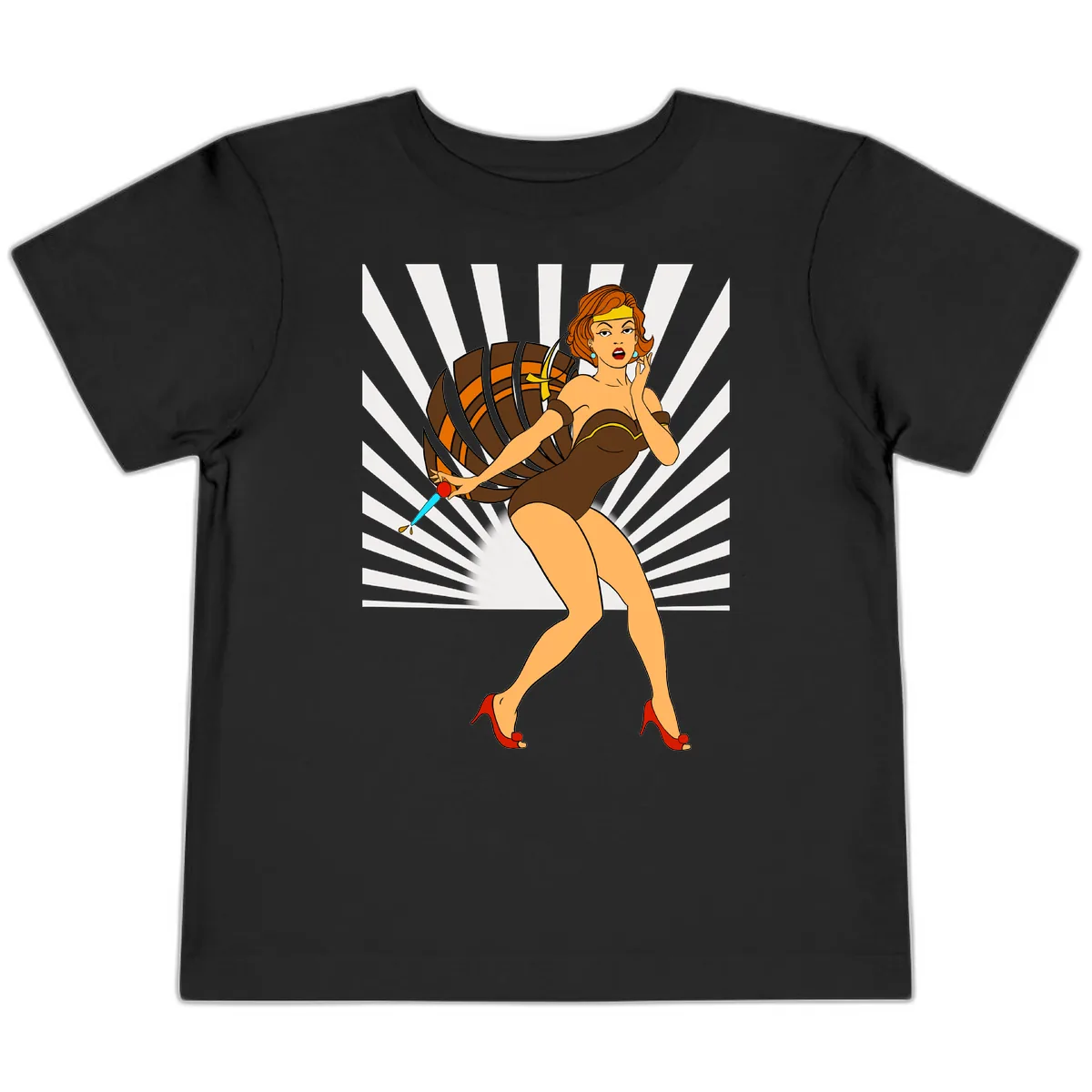 Pin-Up Girl With Barrel And Dagger Toddler T-Shirt in Black
