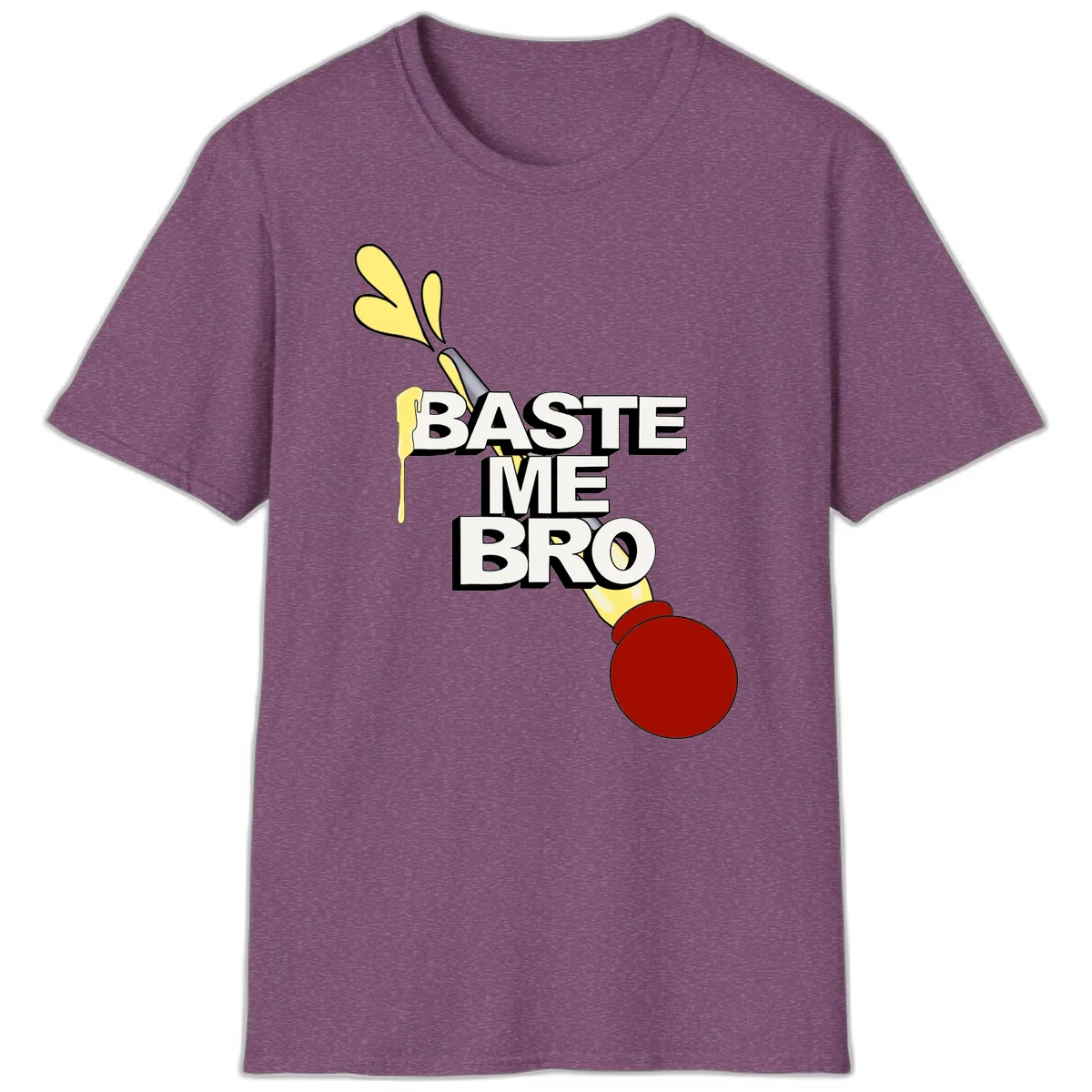 Baste Me Bro Thanksgiving Turkey T-Shirt in Heather Maroon