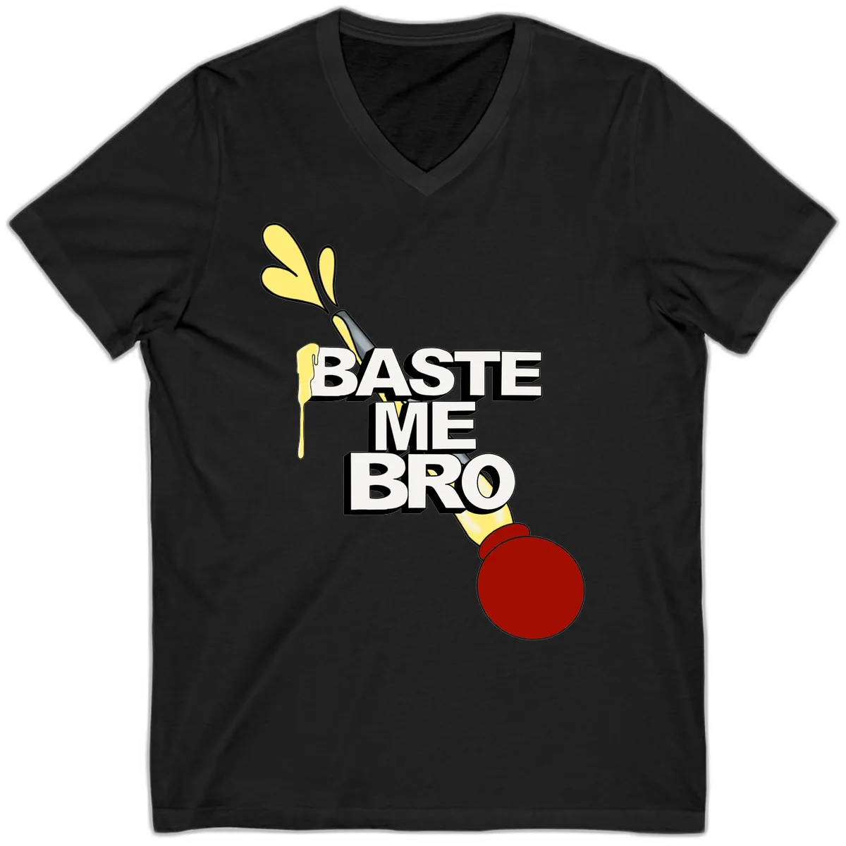 Baste Me Bro Thanksgiving Turkey V-Neck in Black