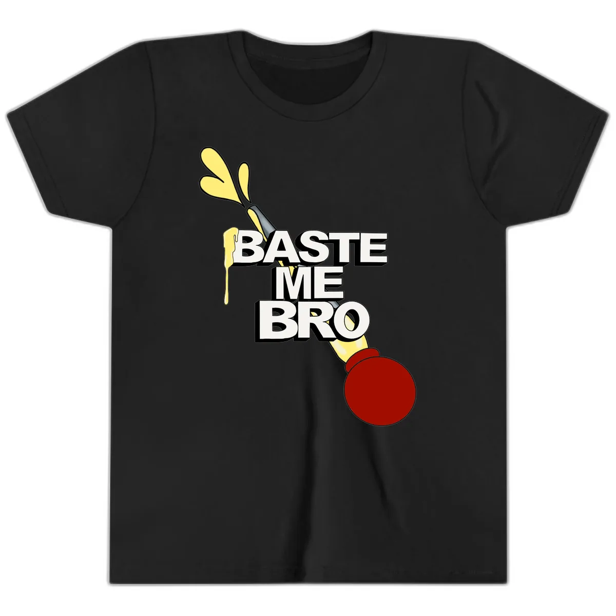 Baste Me Bro Thanksgiving Turkey Youth T-Shirt in Black