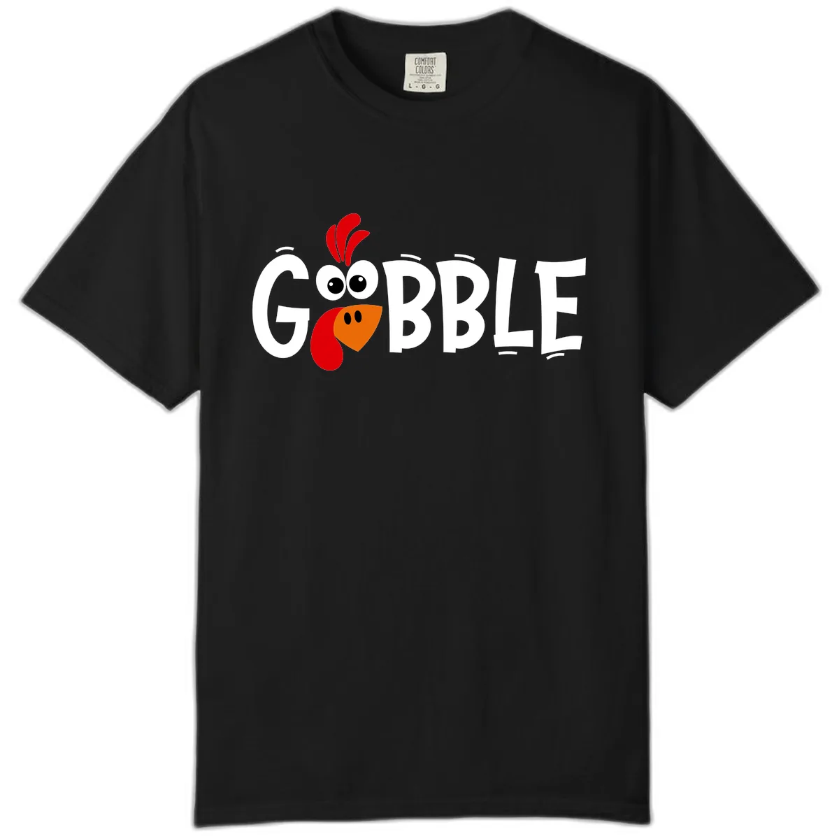 Gobble Gobble Turkey Face Comfort Color in Black