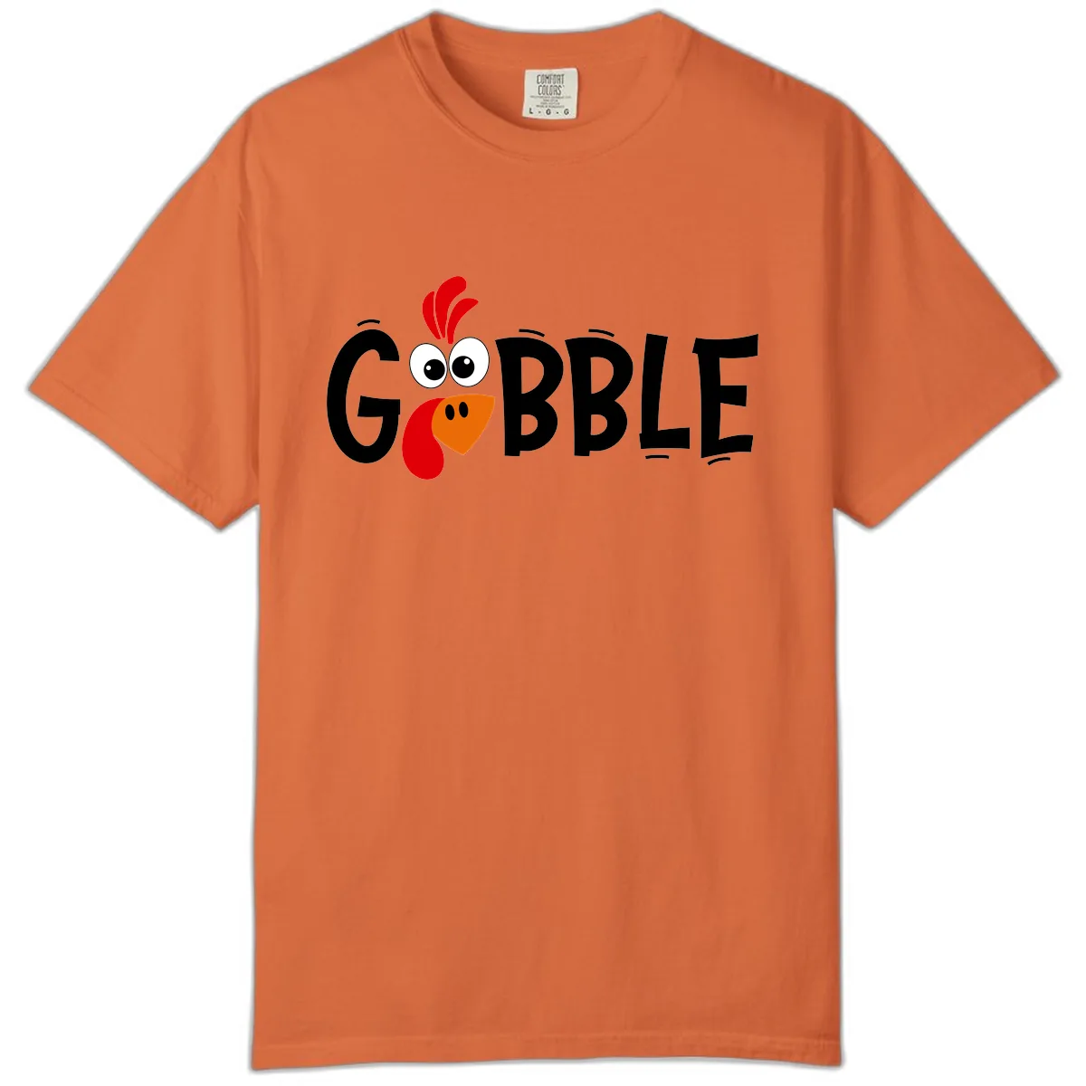 Gobble Gobble Turkey Face Comfort Color in Burnt Orange