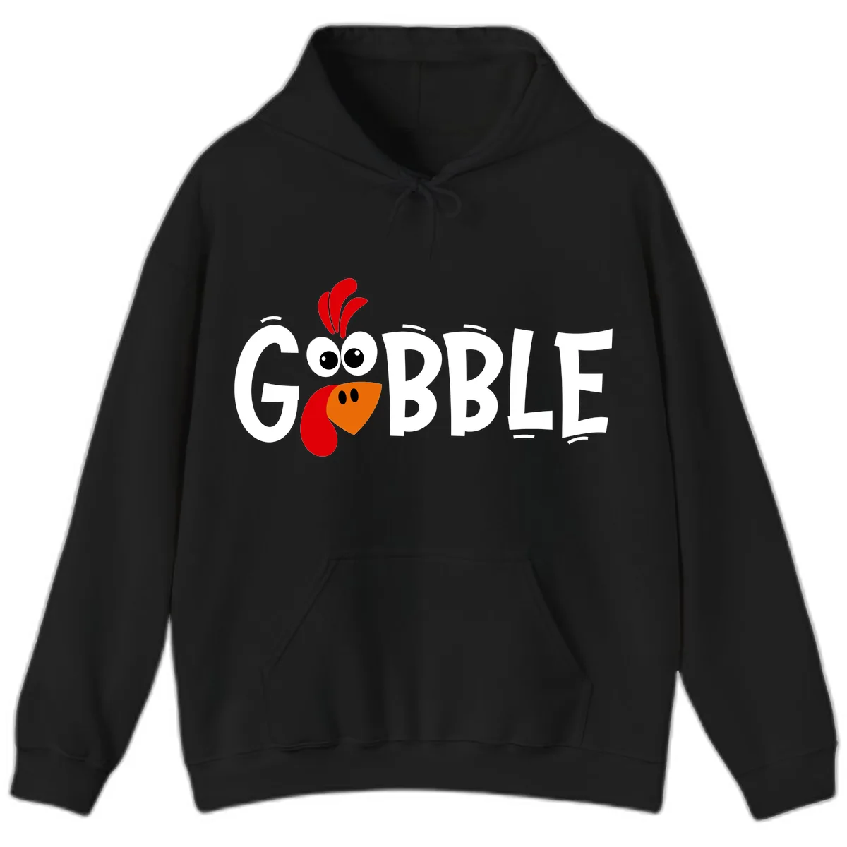 Gobble Gobble Turkey Face Hoodie in Black