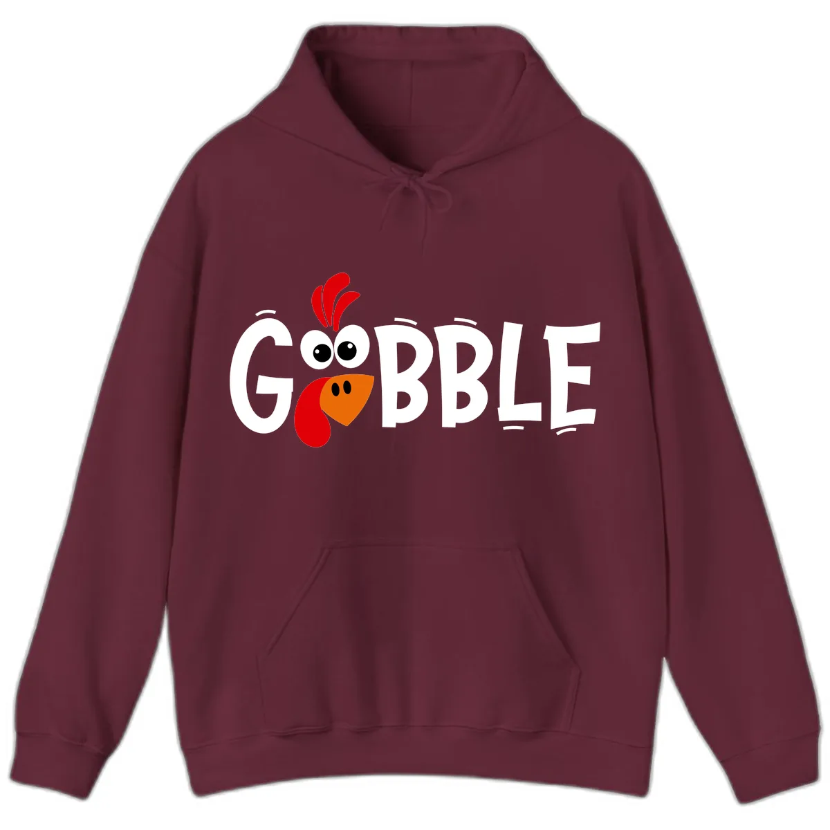 Gobble Gobble Turkey Face Hoodie in Maroon