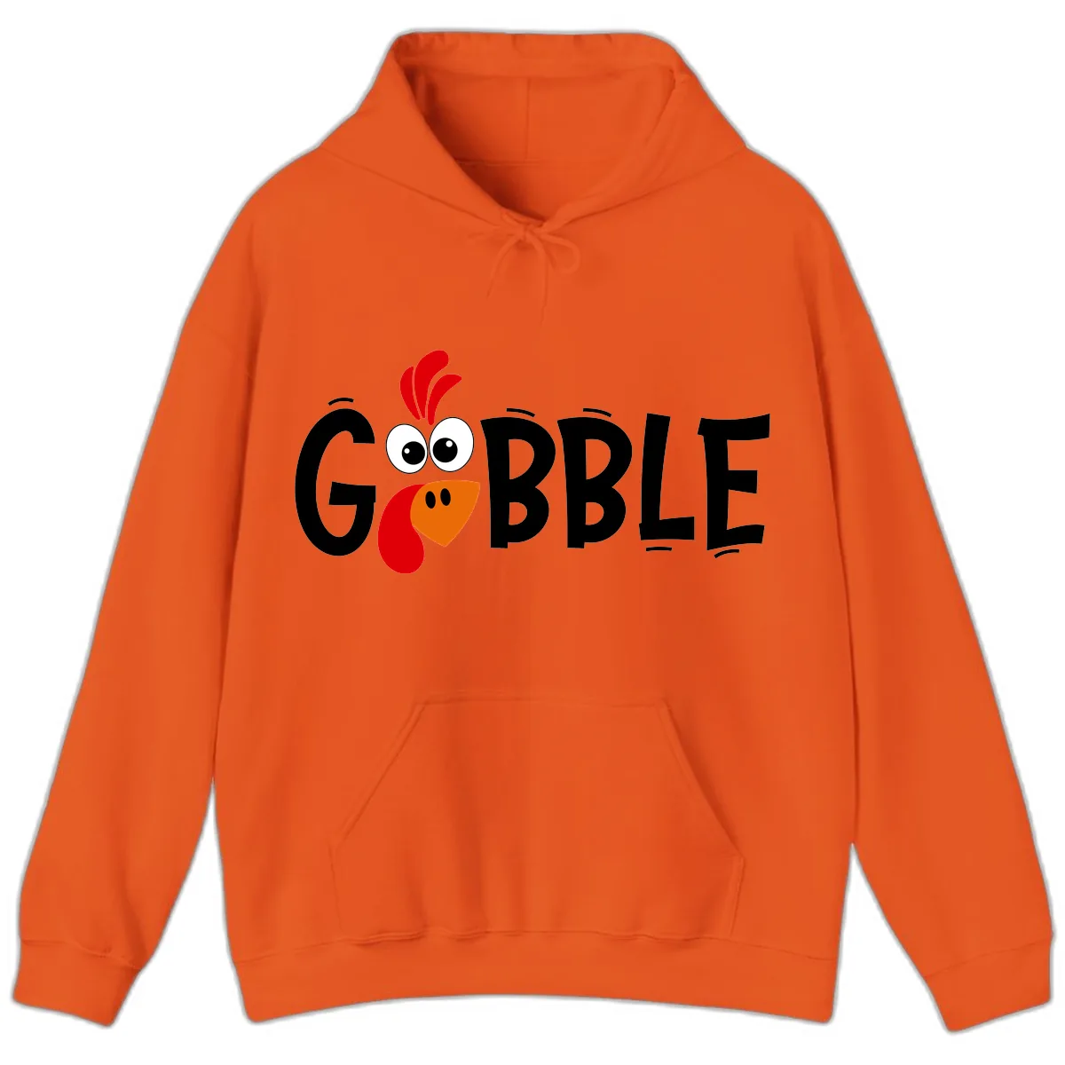 Gobble Gobble Turkey Face Hoodie in Orange