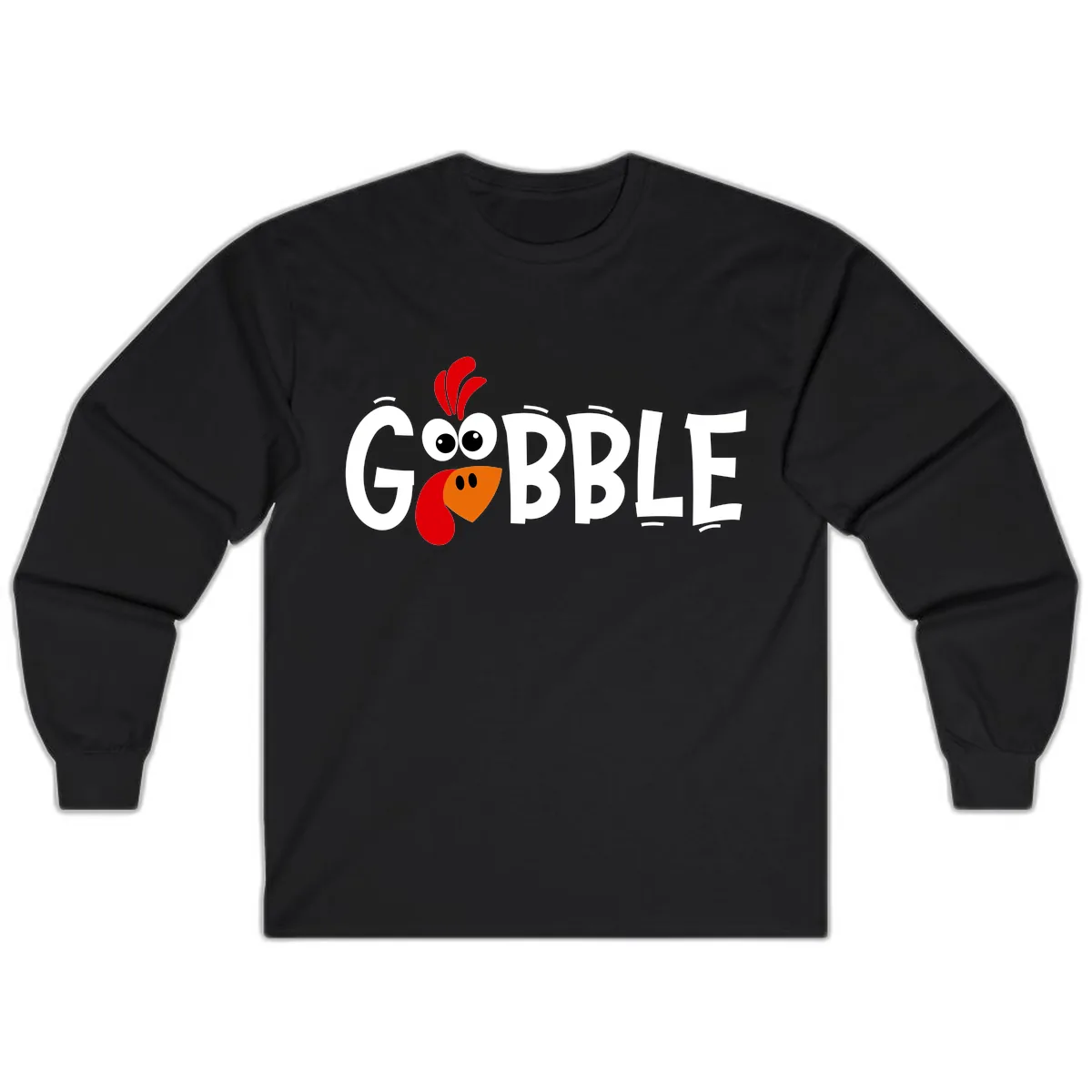 Gobble Gobble Turkey Face Long Sleeve in Black