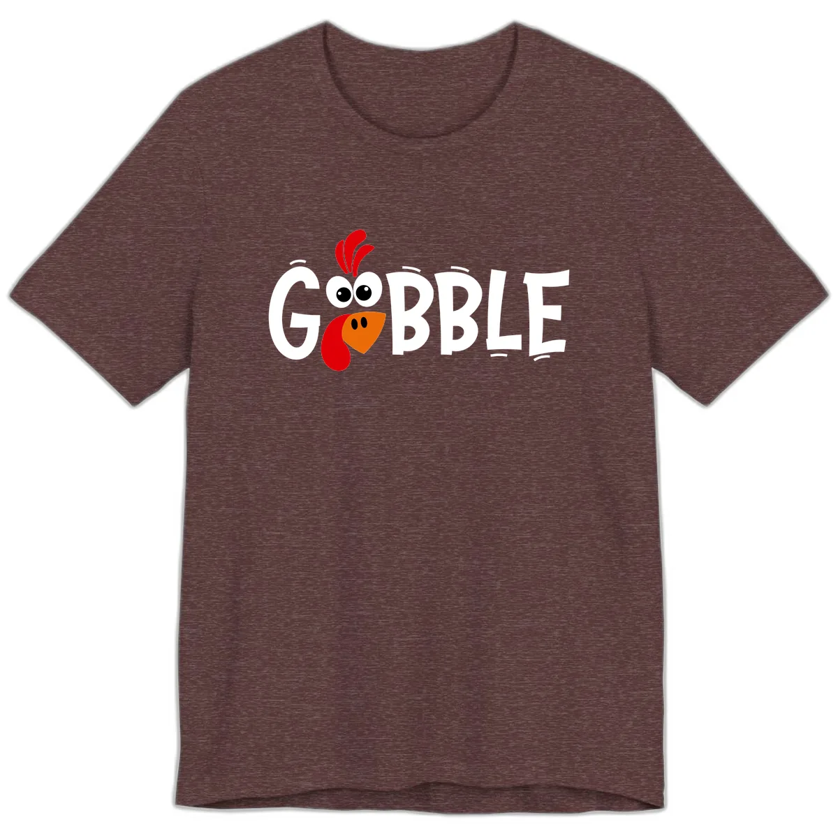 Gobble Gobble Turkey Face Premium T-Shirt in Heather Maroon