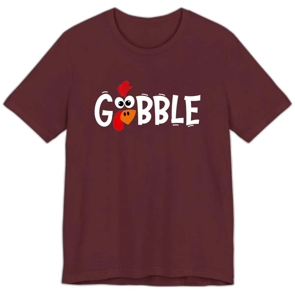 Gobble Gobble Turkey Face Premium T-Shirt in Maroon