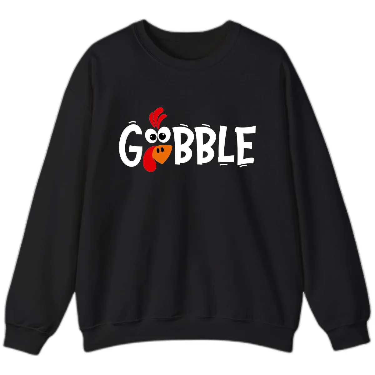 Gobble Gobble Turkey Face Sweatshirt in Black
