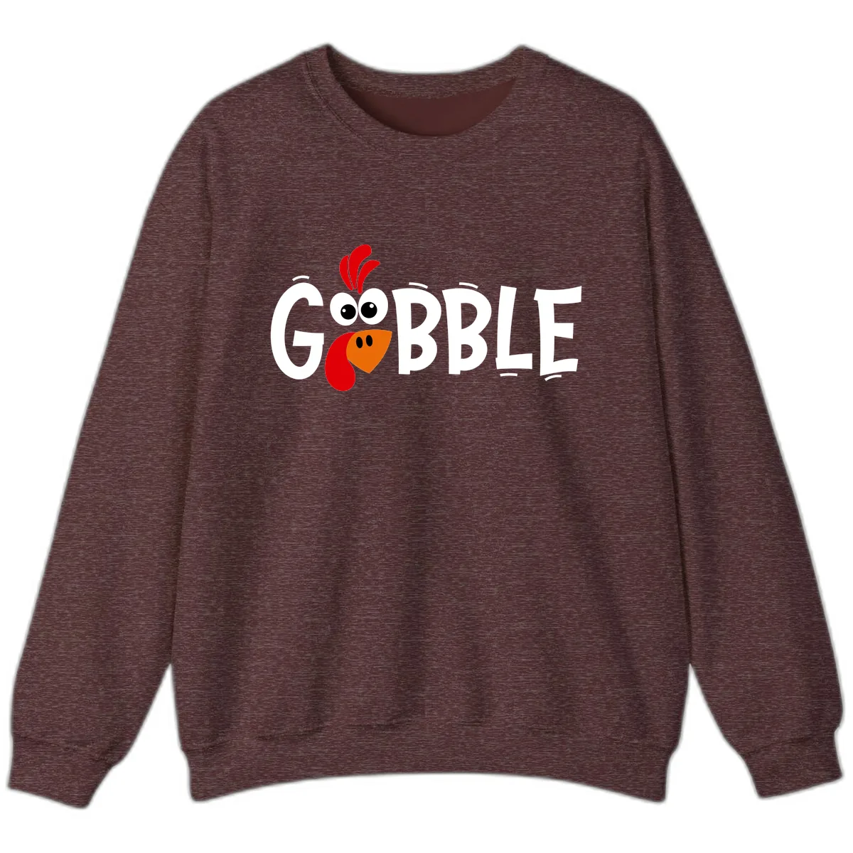 Gobble Gobble Turkey Face Sweatshirt in Heather Sport Dark Maroon