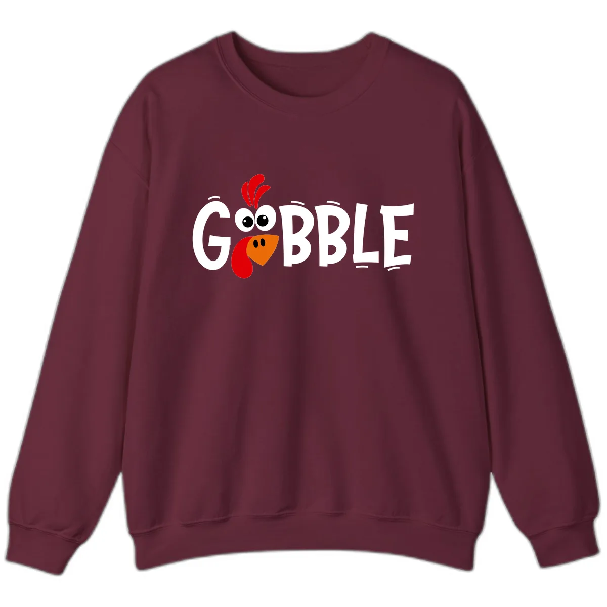 Gobble Gobble Turkey Face Sweatshirt in Maroon