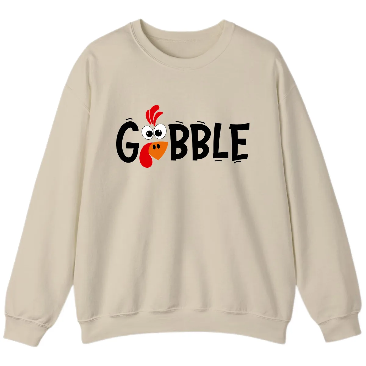 Gobble Gobble Turkey Face Sweatshirt in Sand