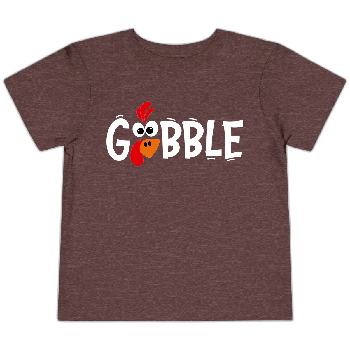 Gobble Gobble Turkey Face Toddler T-Shirt in Heather Maroon