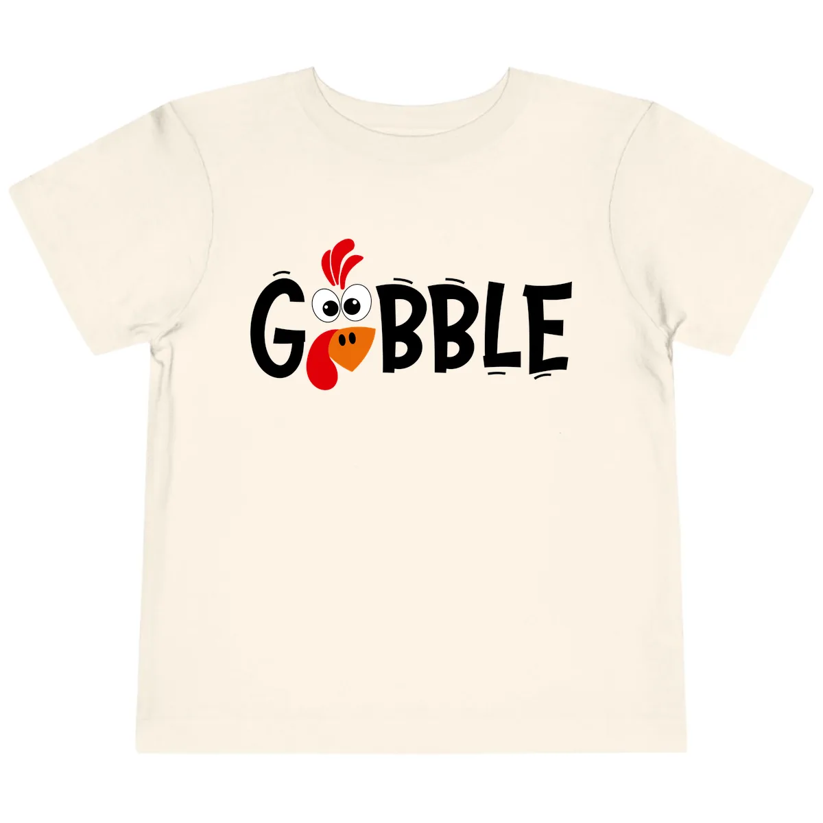 Gobble Gobble Turkey Face Toddler T-Shirt in Natural