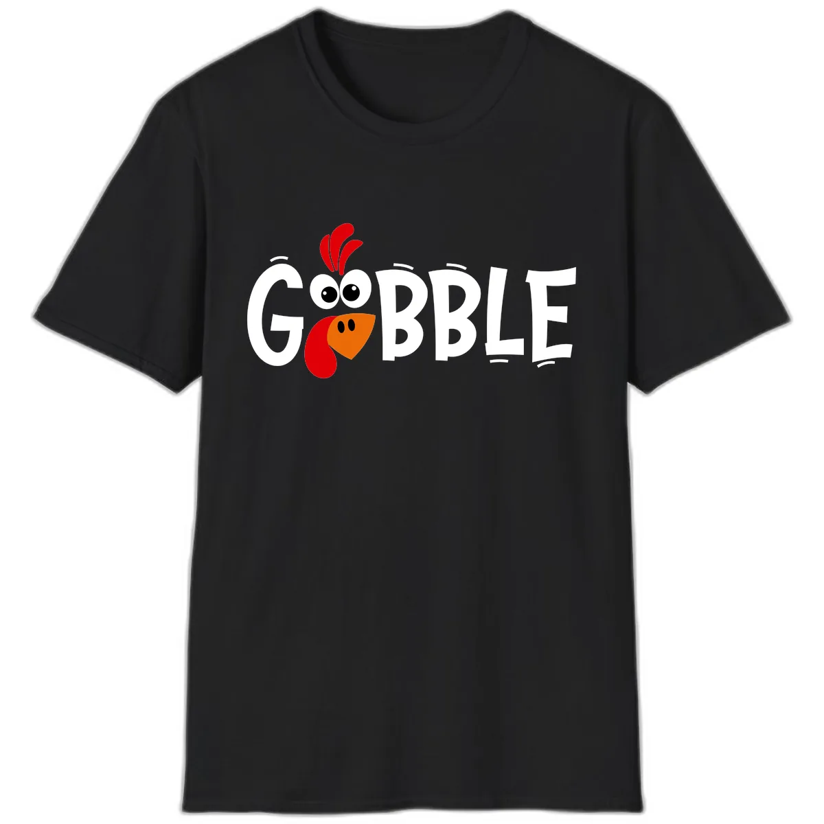 Gobble Gobble Turkey Face T-Shirt in Black