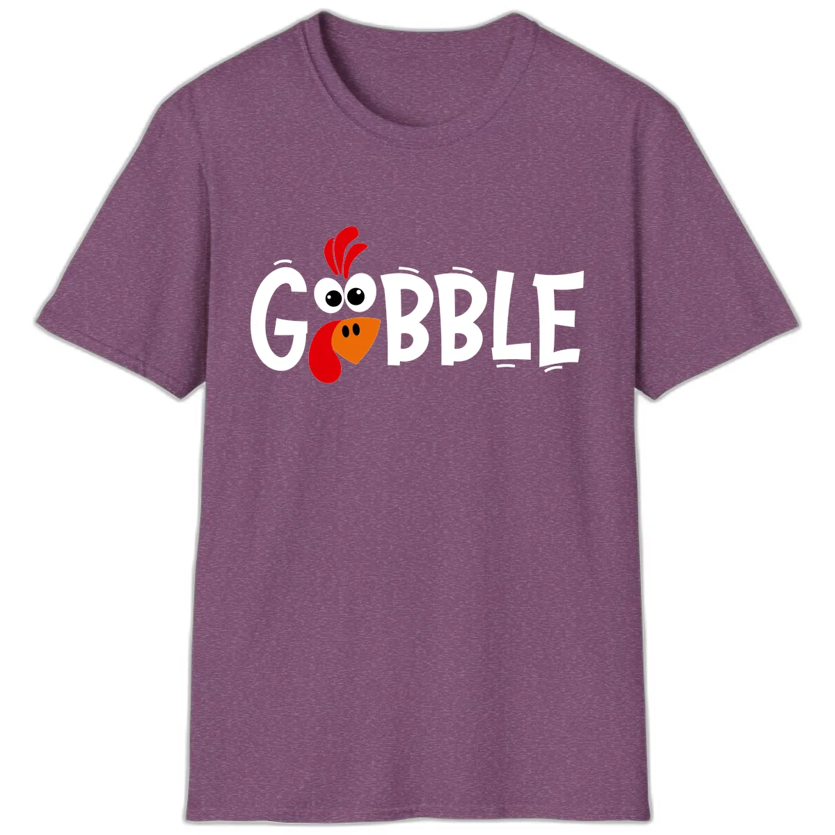 Gobble Gobble Turkey Face T-Shirt in Heather Maroon