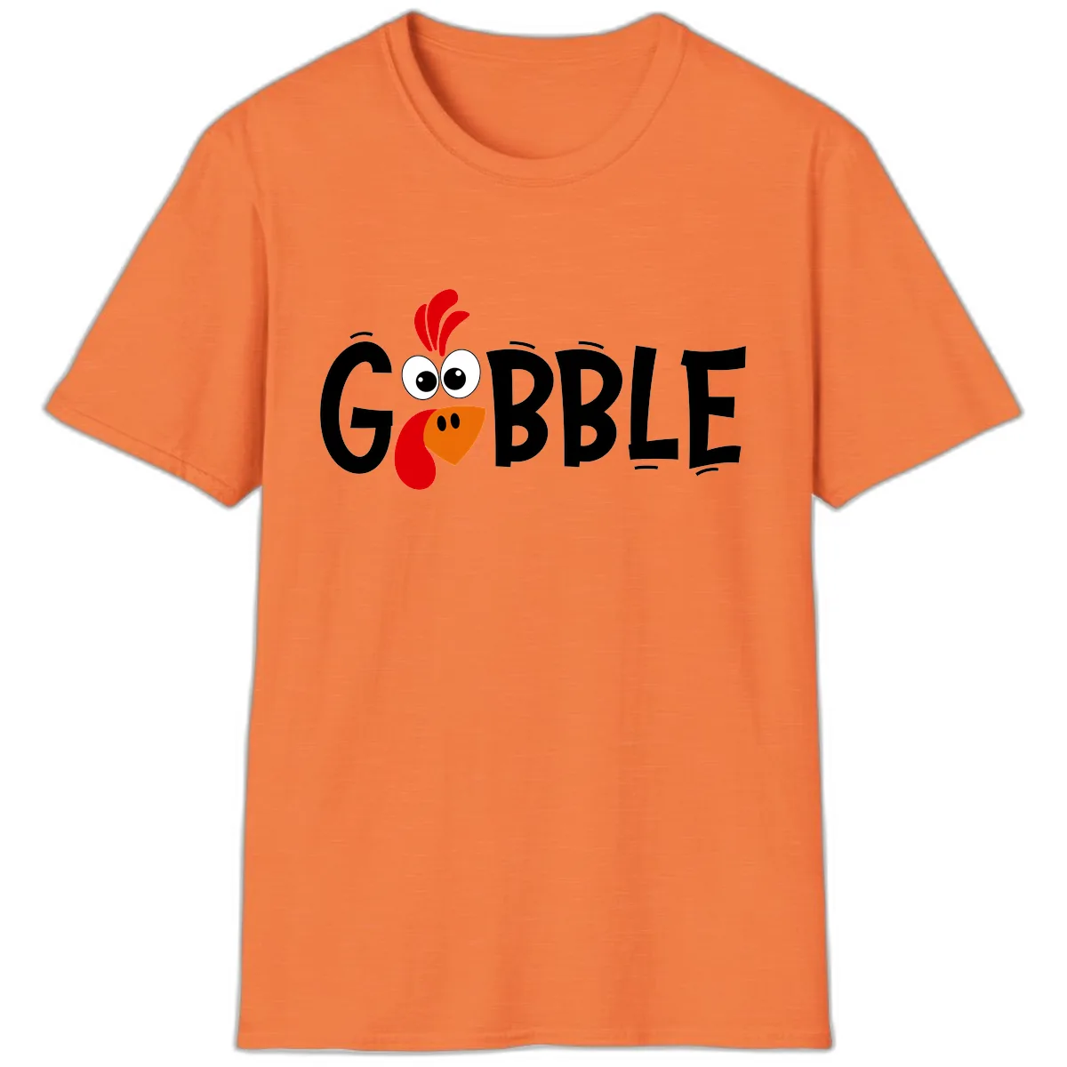 Gobble Gobble Turkey Face T-Shirt in Heather Orange
