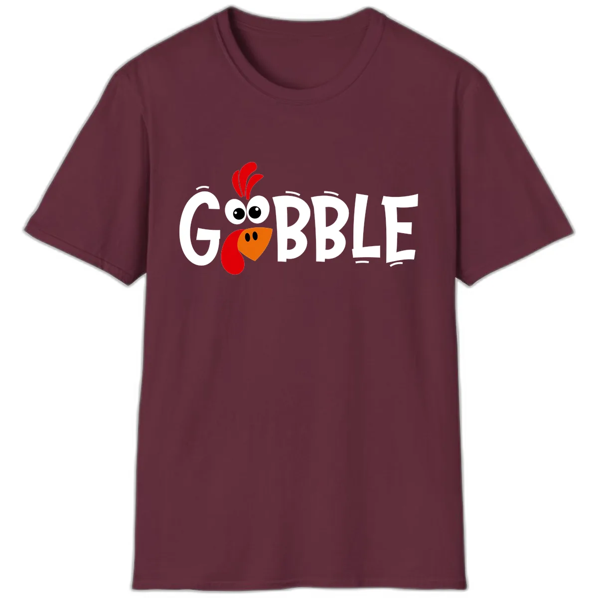 Gobble Gobble Turkey Face T-Shirt in Maroon
