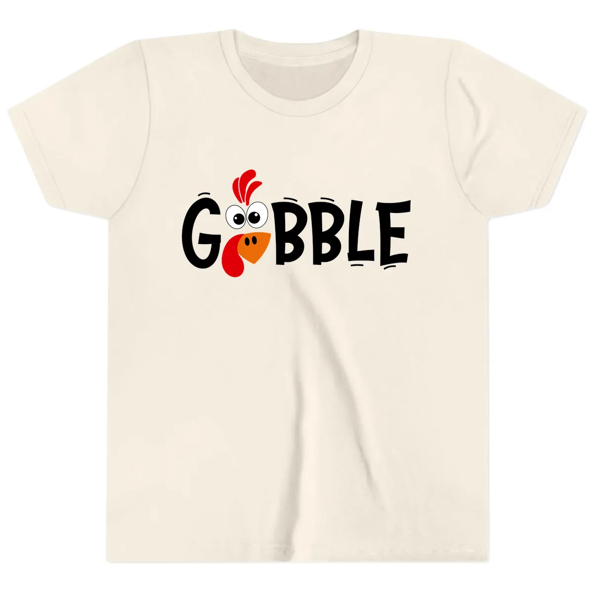 Gobble Gobble Turkey Face Youth T-Shirt in Natural