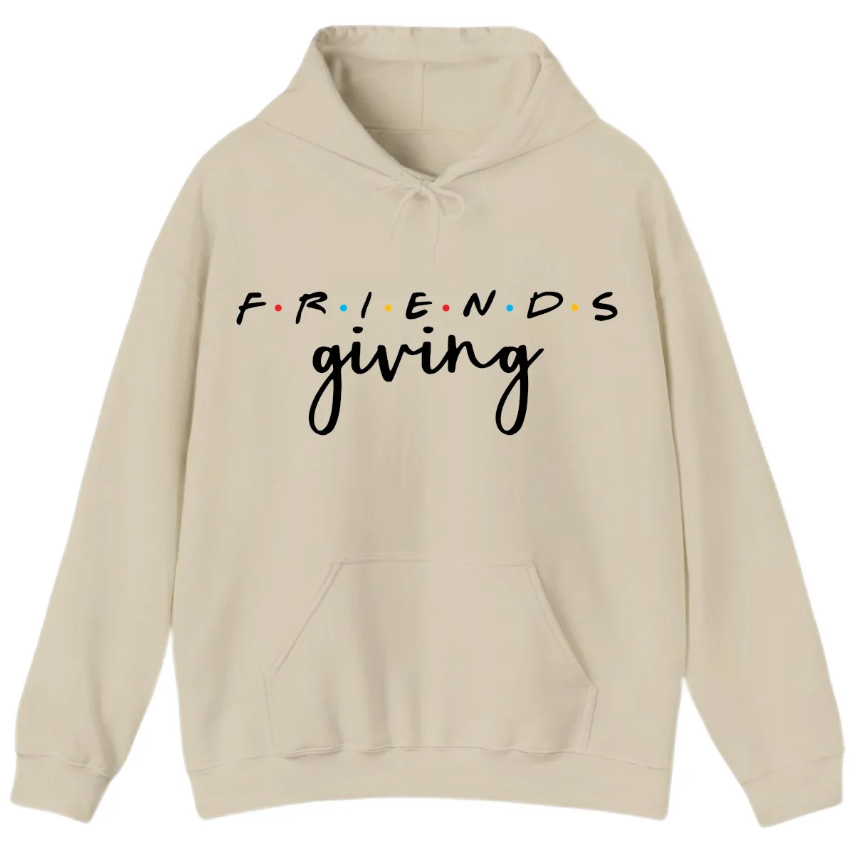 Friendsgiving Typography Design Hoodie in Sand