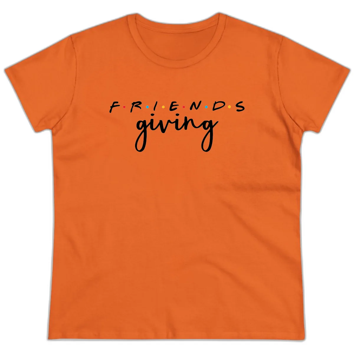 Friendsgiving Typography Design Ladies Tee in Orange