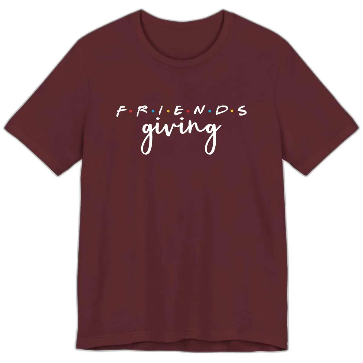 Friendsgiving Typography Design Premium T-Shirt in Maroon