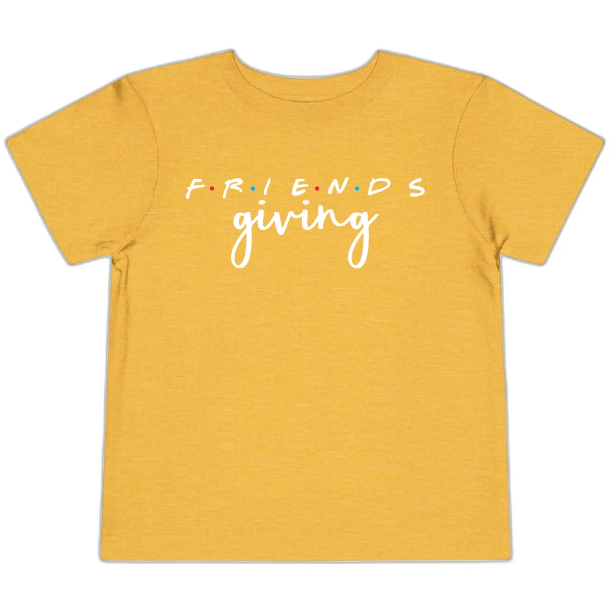 Friendsgiving Typography Design Toddler T-Shirt in Heather Yellow Gold
