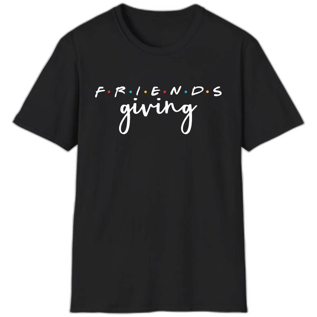 Friendsgiving Typography Design T-Shirt in Black