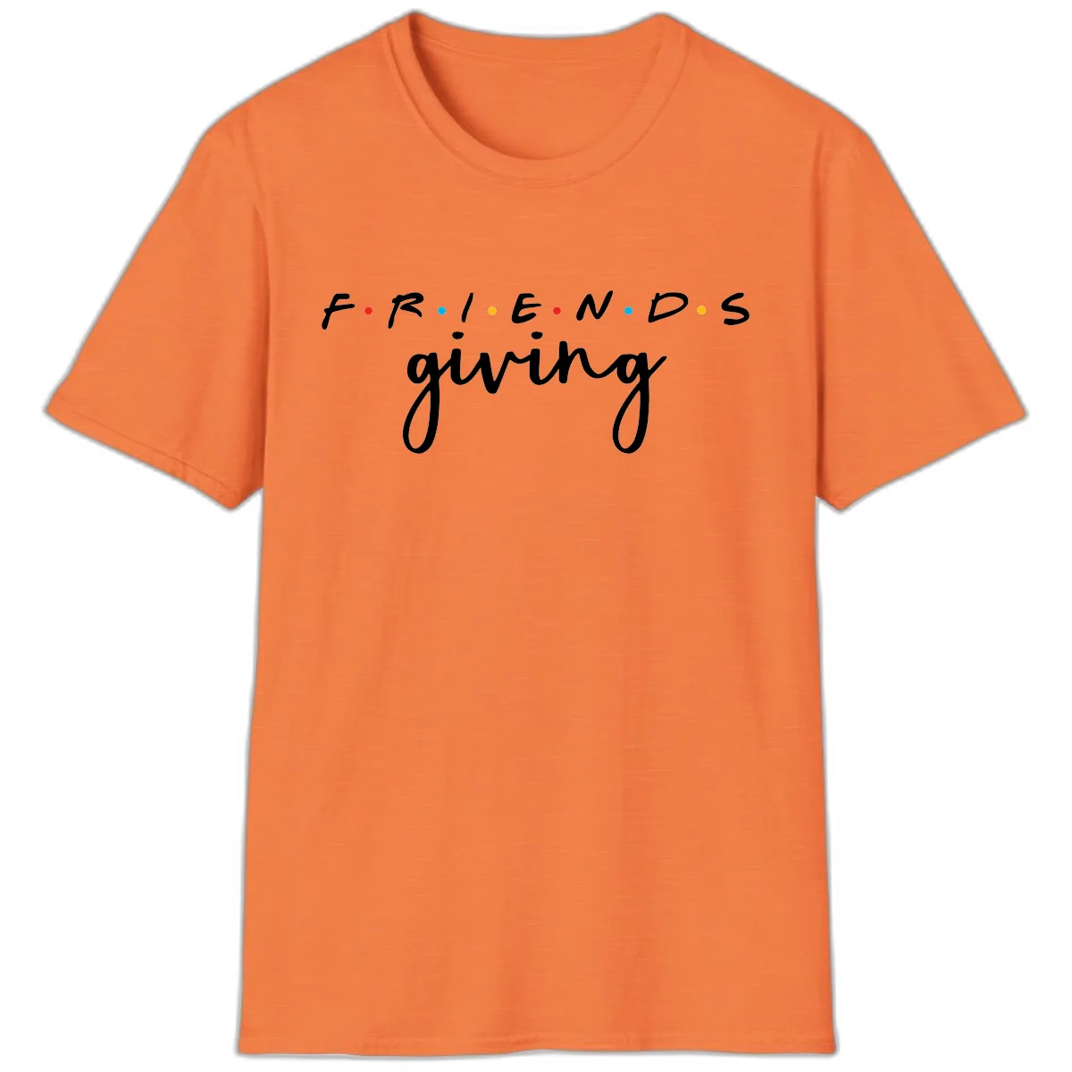 Friendsgiving Typography Design T-Shirt in Heather Orange