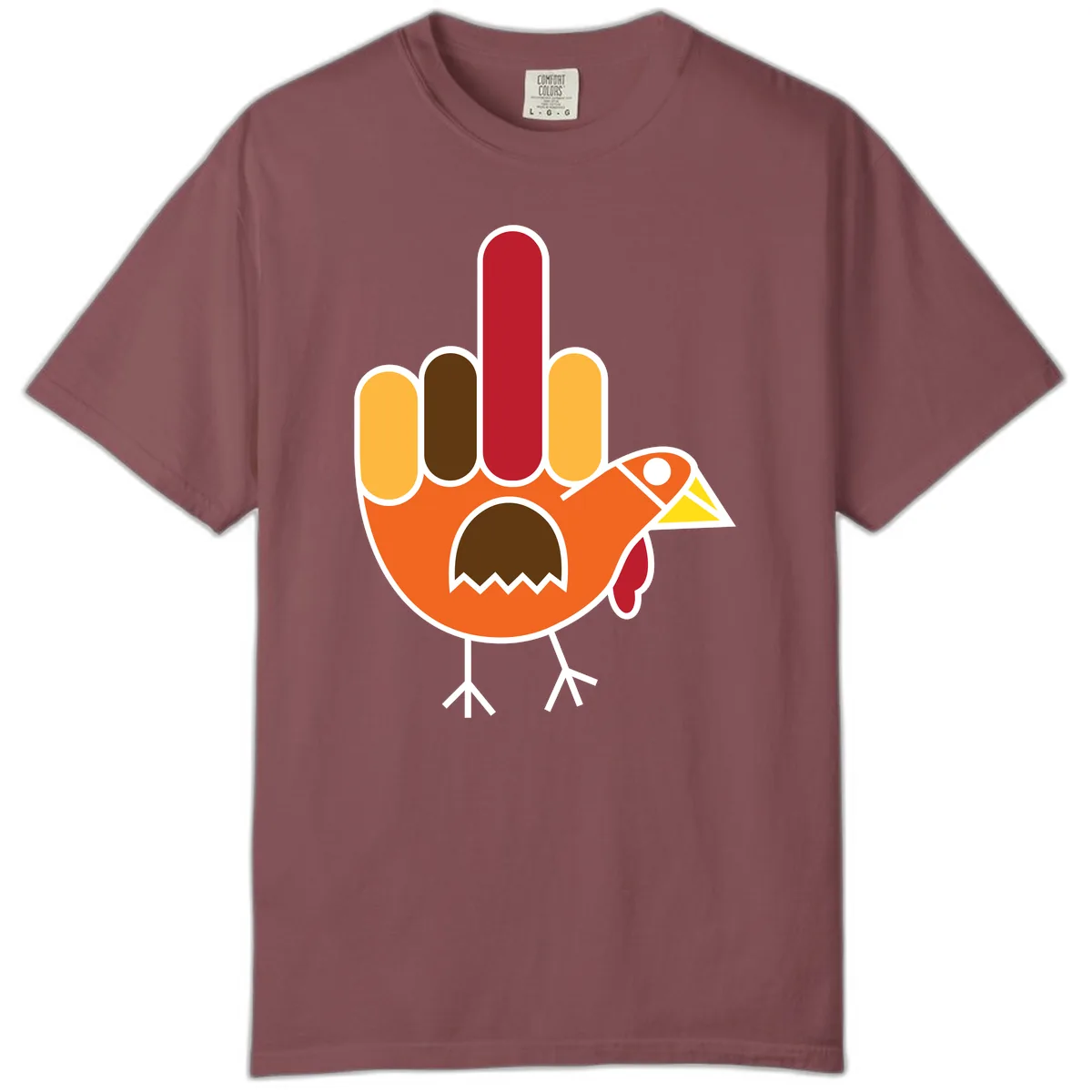 Turkey Hand Gesture Thanksgiving Comfort Color in Brick