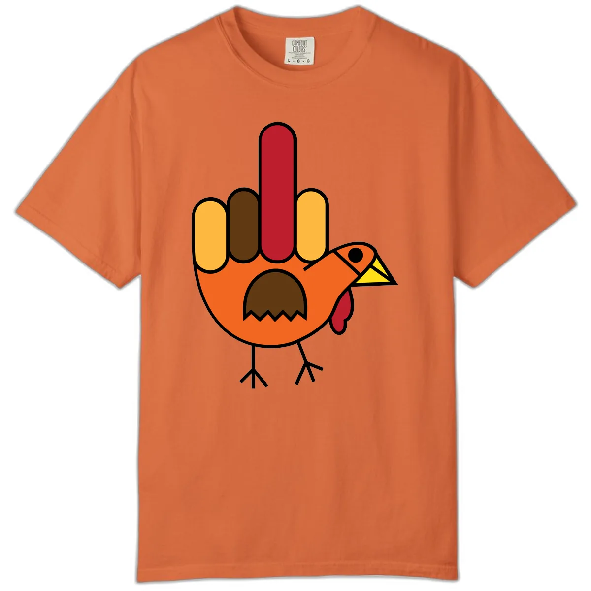 Turkey Hand Gesture Thanksgiving Comfort Color in Burnt Orange