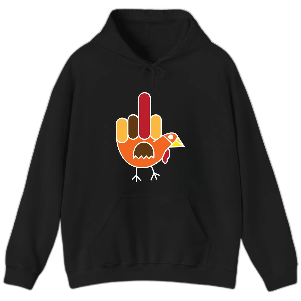 Turkey Hand Gesture Thanksgiving Hoodie in Black