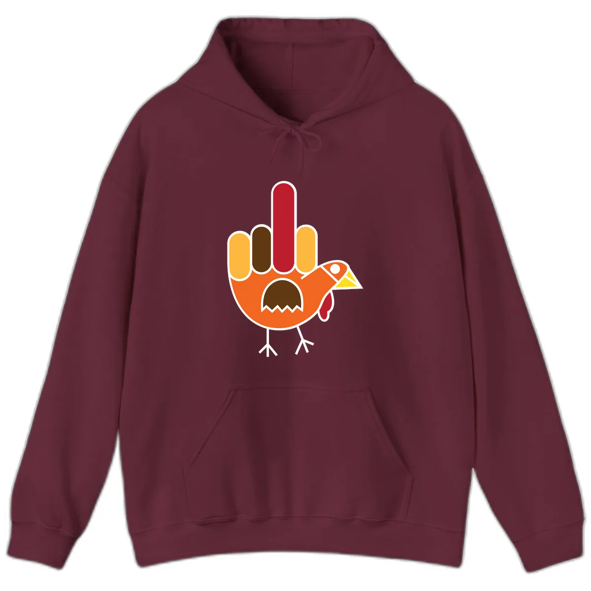 Turkey Hand Gesture Thanksgiving Hoodie in Maroon