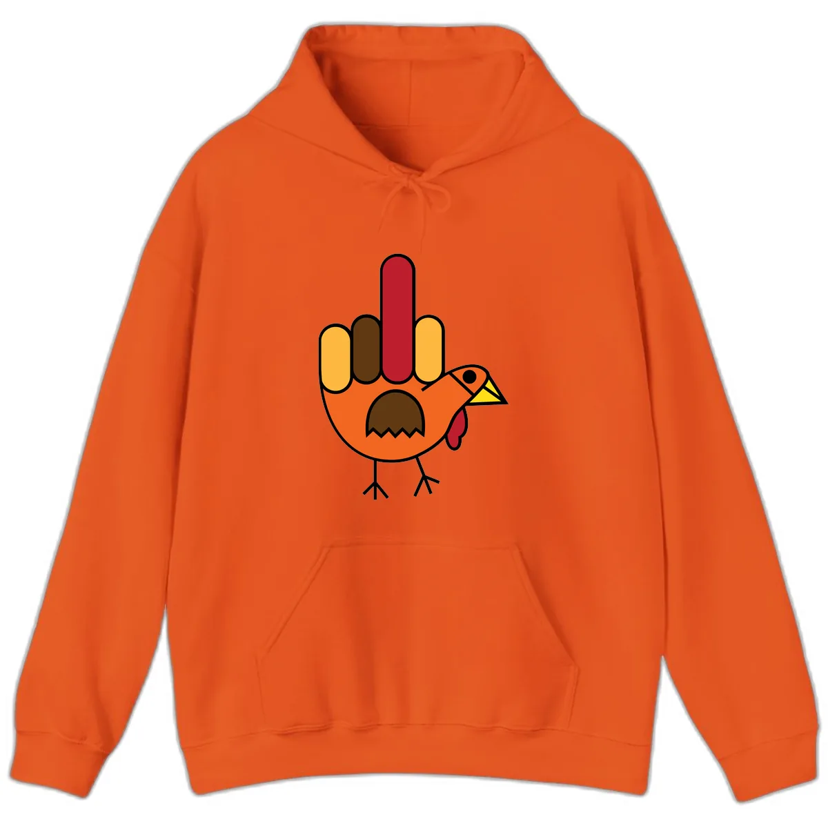 Turkey Hand Gesture Thanksgiving Hoodie in Orange