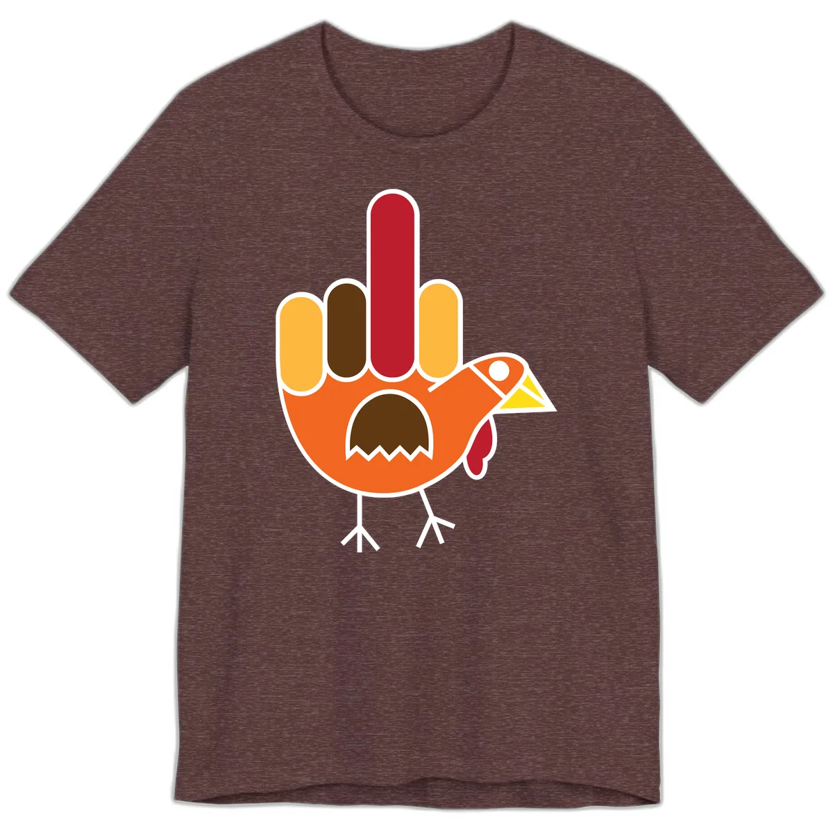 Turkey Hand Gesture Thanksgiving Premium T-Shirt in Heather Maroon