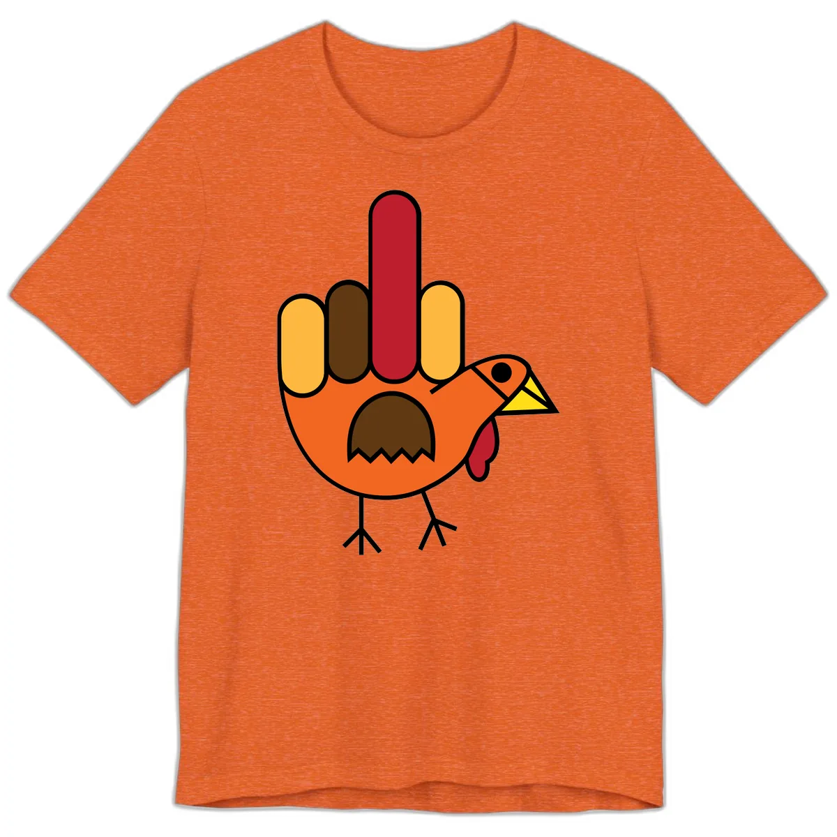 Turkey Hand Gesture Thanksgiving Premium T-Shirt in Heather Orange